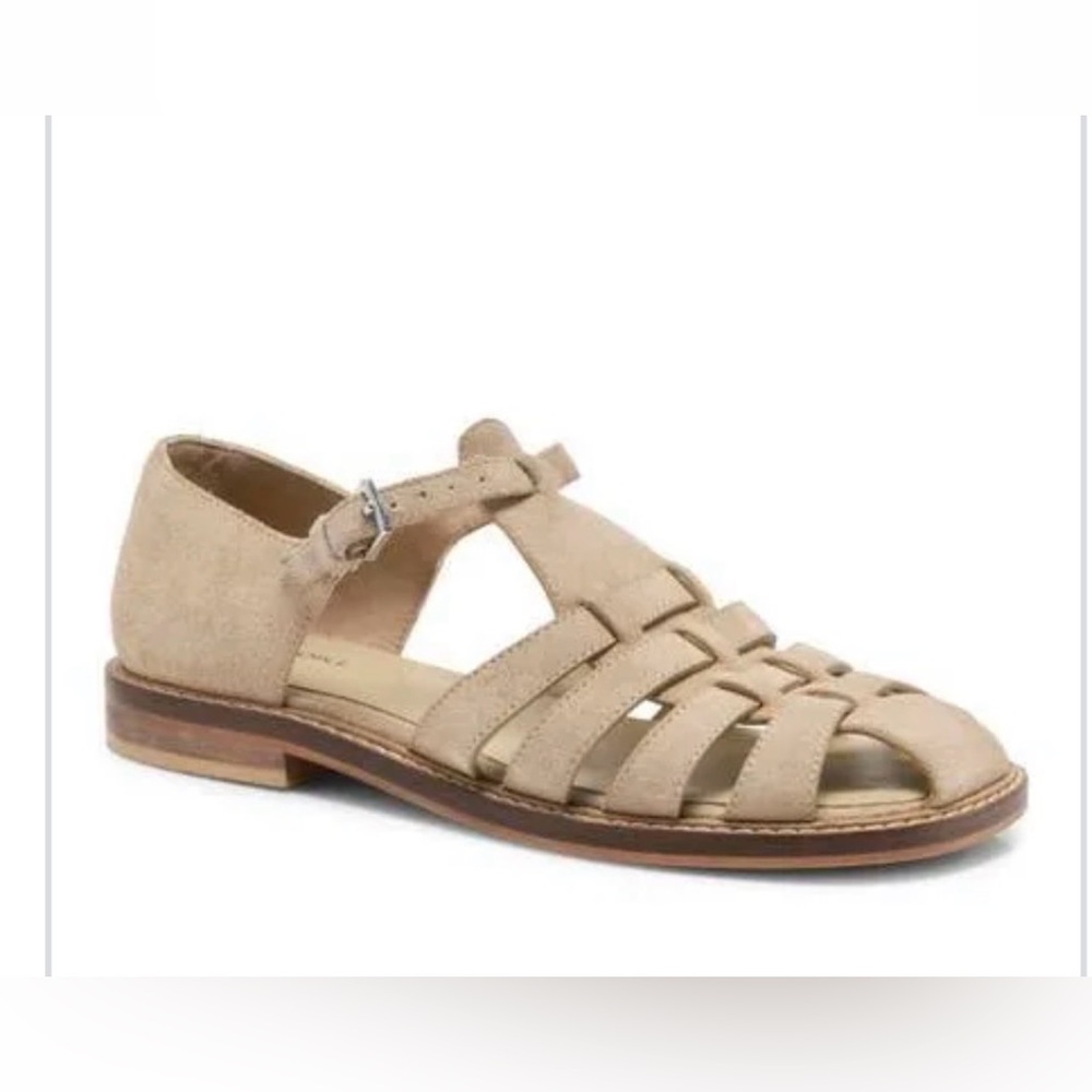 Free People Willow Fisherman Sandals in Oiled Silt Suede